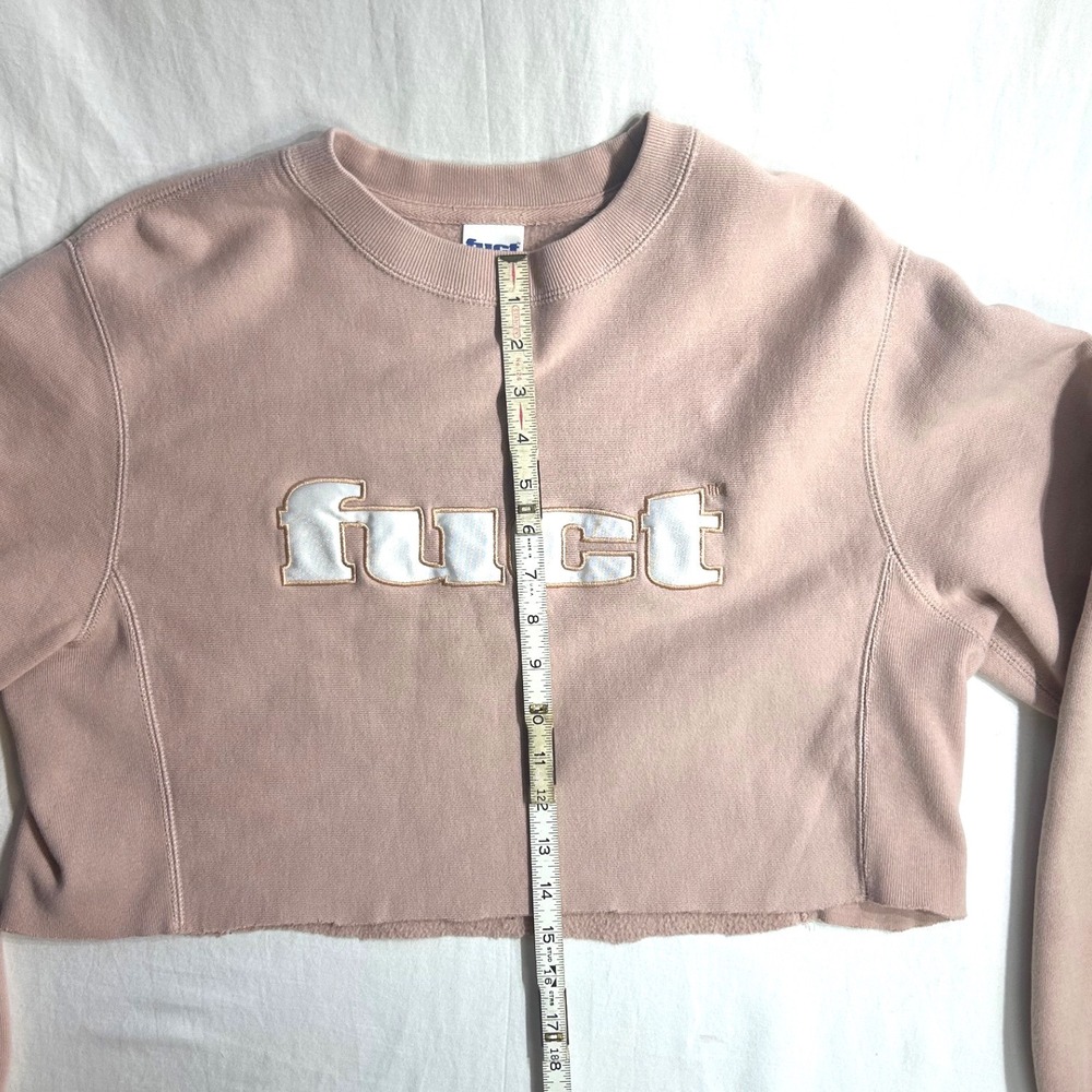 FUCT Logo Cropped Sweatshirt Embroidered Skateboard Rare Retro Supreme Men Small
